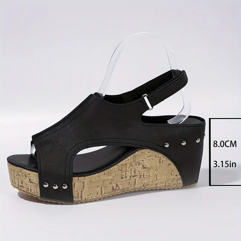 avellana | Sandalias de plataforma de tacón alto vintage elegantes