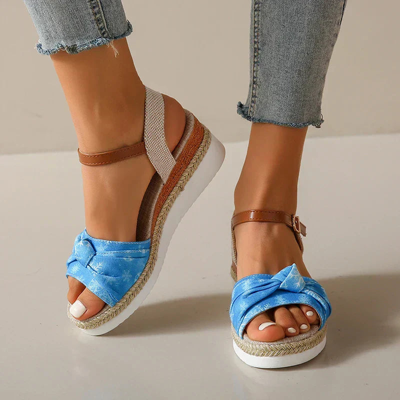 Julieta | Sandalias de cuña anudadas con estilo para mujer