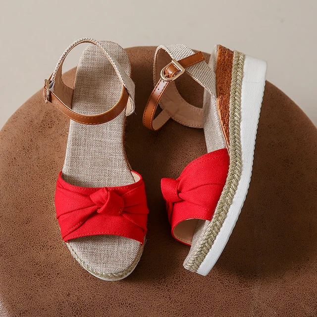 Julieta | Sandalias de cuña anudadas con estilo para mujer