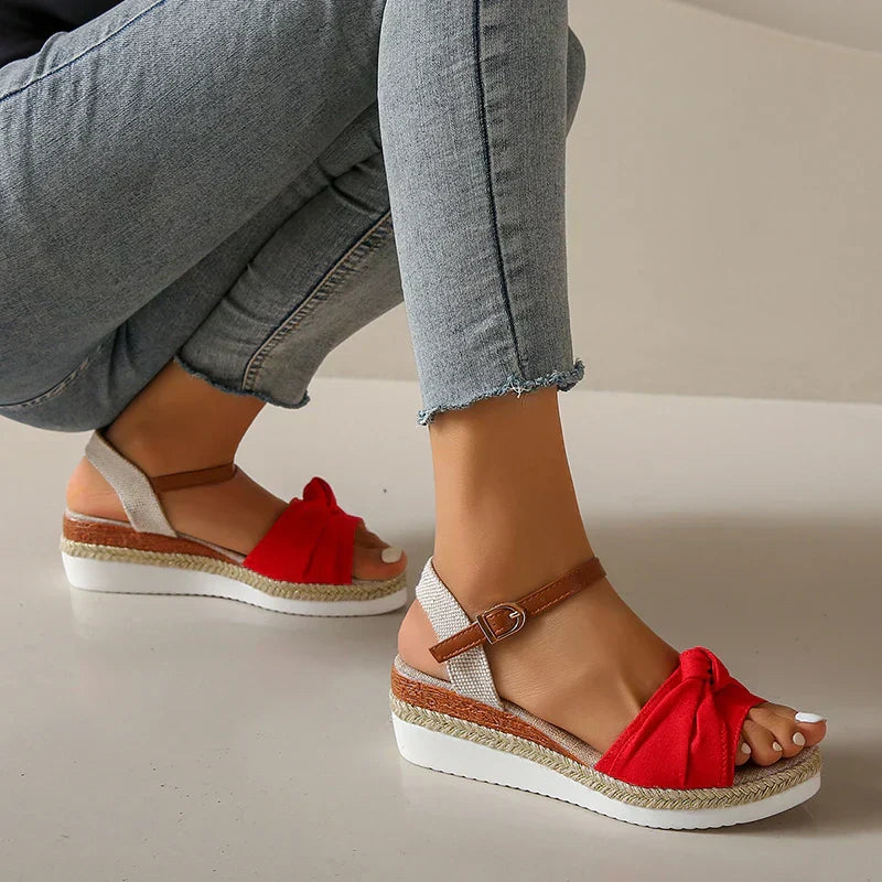 Julieta | Sandalias de cuña anudadas con estilo para mujer