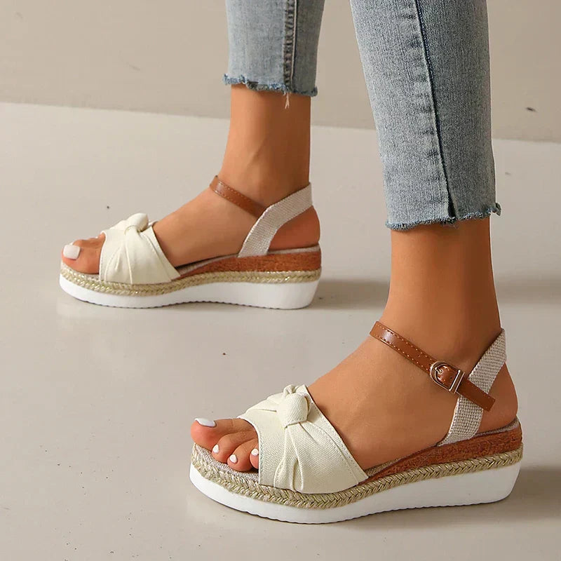 Julieta | Sandalias de cuña anudadas con estilo para mujer
