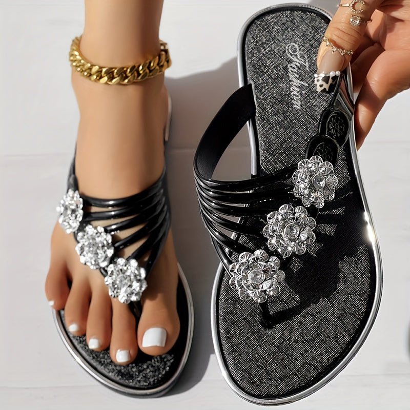 Victoria | Sandalias con flores de diamantes