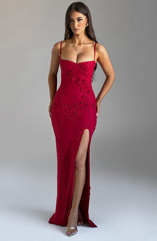 Vestido Maxi Dalary - Forrado Rojo