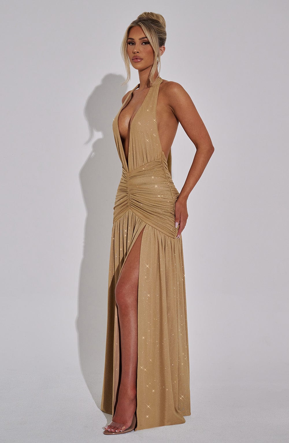 Vestido Maxi Melania - Brillo Dorado