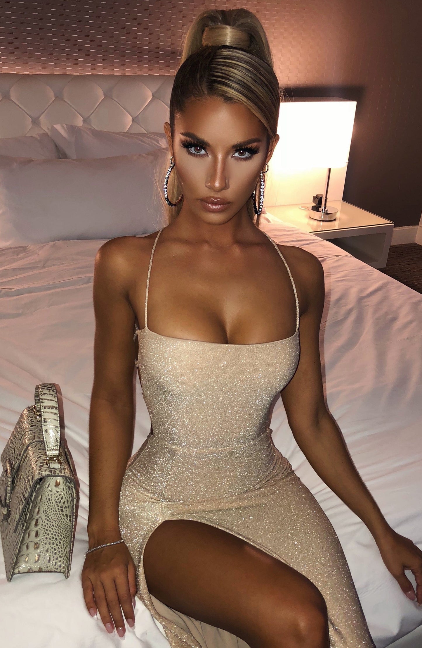 Vestido Maxi Miley - Brillo Dorado